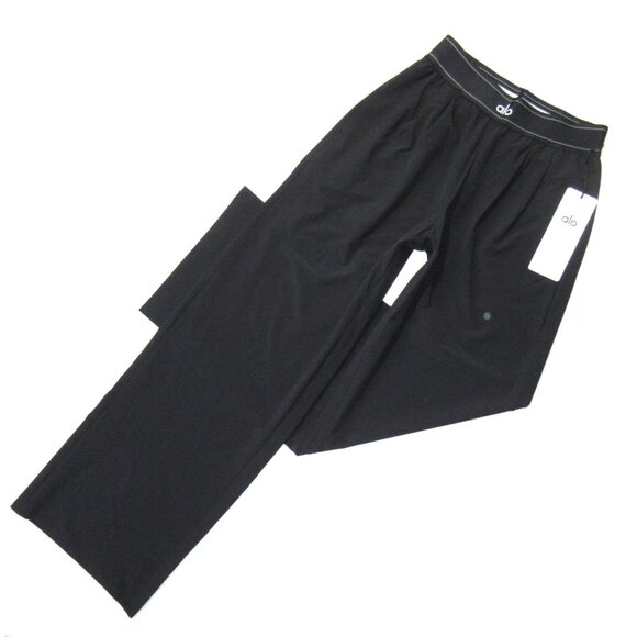 NWT Alo Yoga Regular Suit Up Trouser in Black Pleated Loose Relaxed Pants XS - Picture 1 of 8